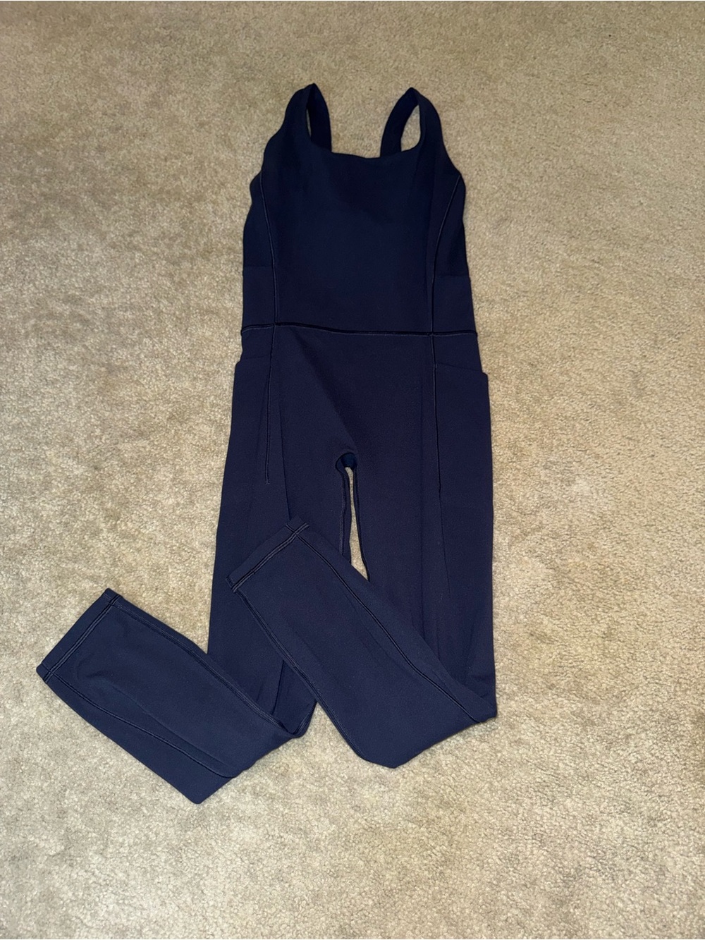 Athleta Navy Square-Neck Bodysuit Jumpsuit